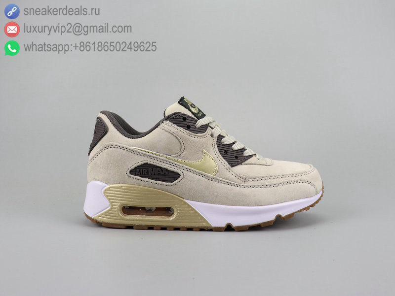 WMNS NIKE AIR MAX 90 BROWN GOLD LEATHER WOMEN RUNNING SHOES
